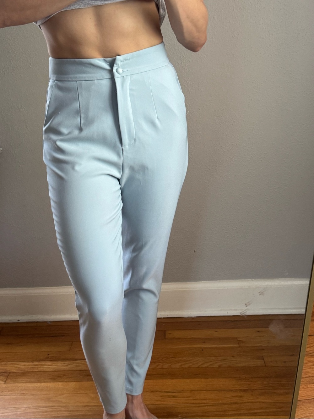Meshki High-Waist Tailored Pants - Light Blue